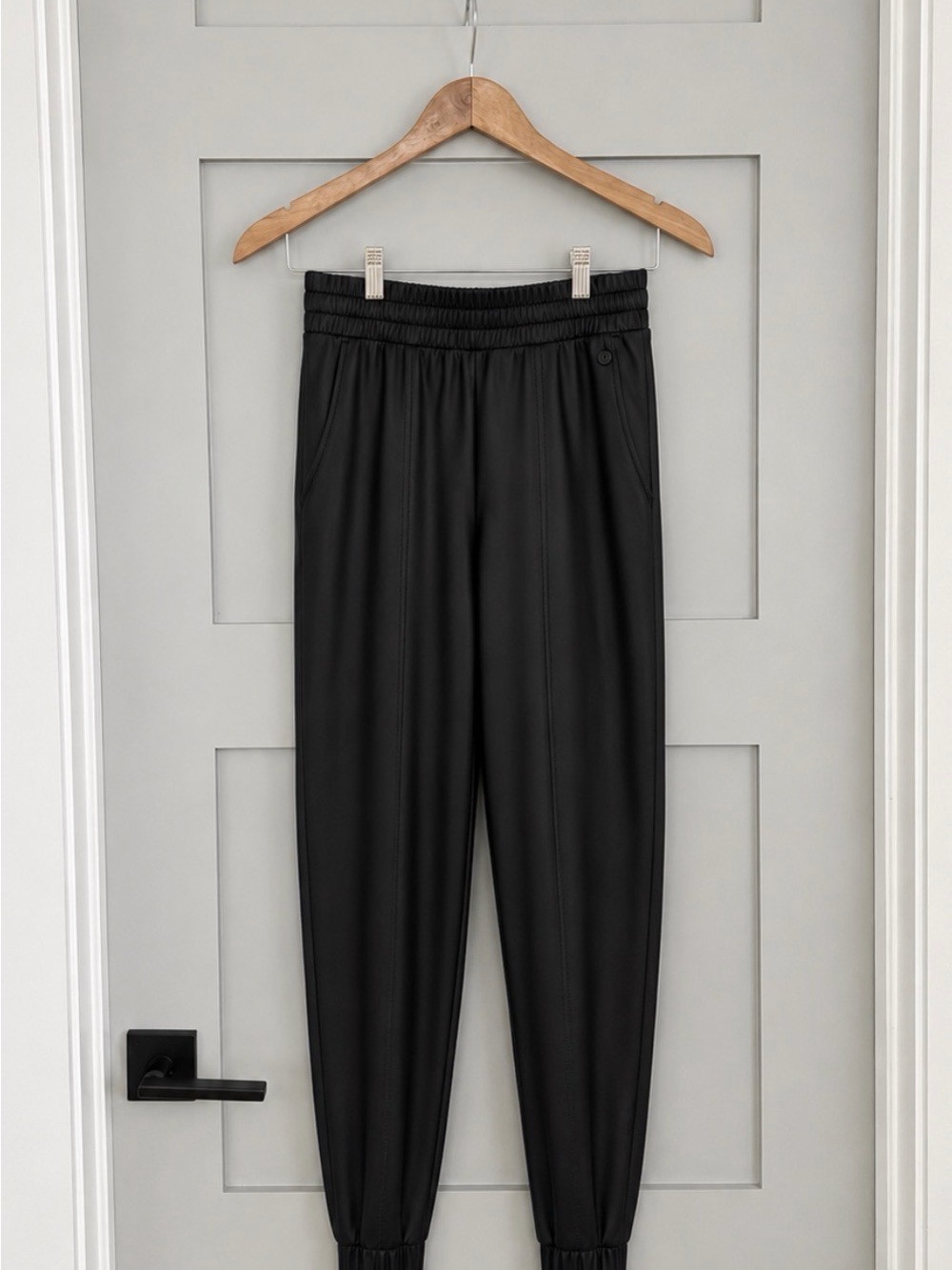 CALIA by Carrie Underwood Black Leather-like Jogger Pants